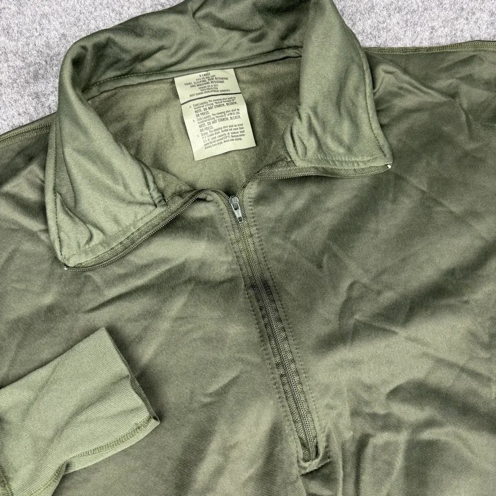 US Army Waffle Top Shirt Mens Xl Green Thermal 1/4 Zip Military ECWCS Gen 3 OD